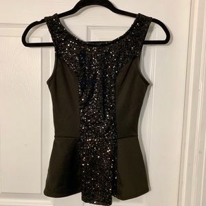 Sparkly Black Peplum Top Size XS
